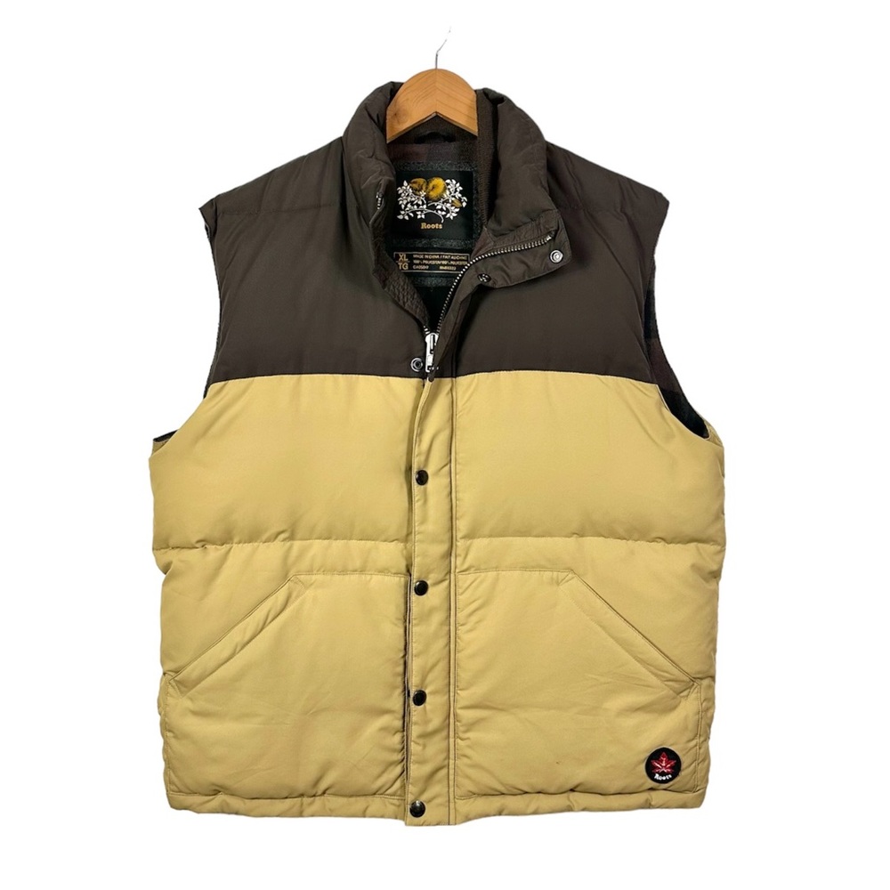 Roots Two-Tone Brown and Tan Puffer Vest
